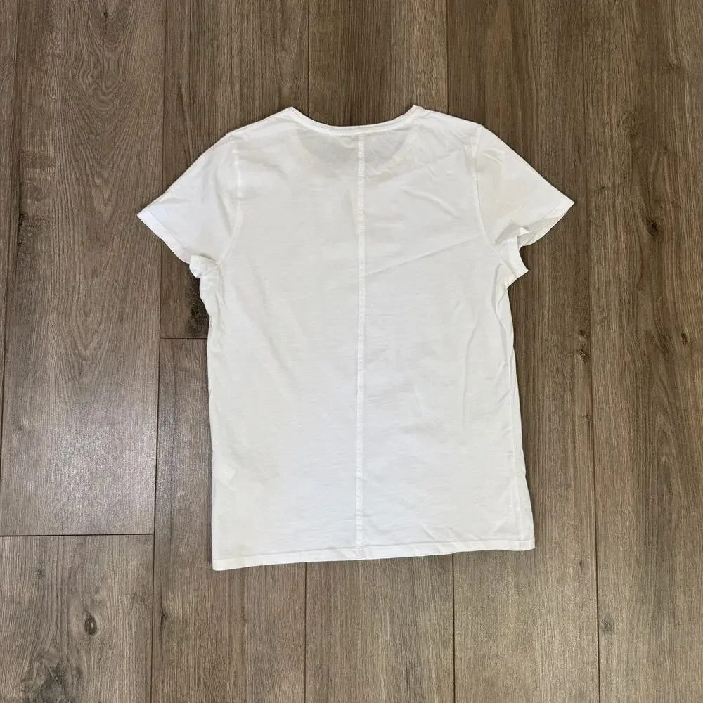 Madewell Essential Slim Tee WMNS M White Lightweight Cotton Stretch Short Sleeve